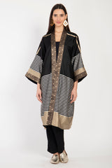 One-Of-A-Kind Khalida Silk Black & Gold Abaya