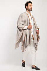 Loro Piana Wool & Cashmere Greige Poncho