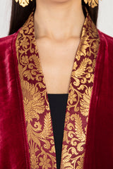 Sherif Silk Velvet Burgundy Abaya