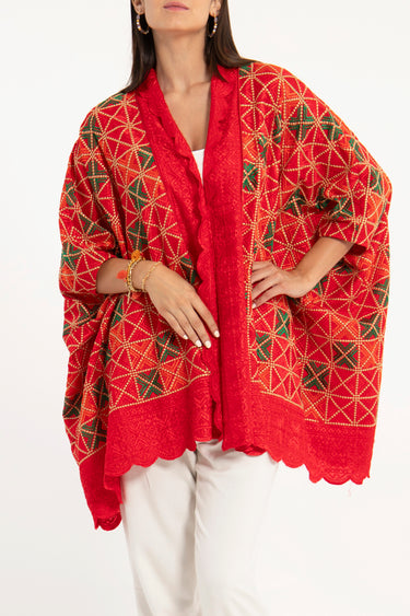 Fida Cotton Silk Red Jacket
