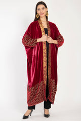 Sherif Silk Velvet Burgundy Abaya