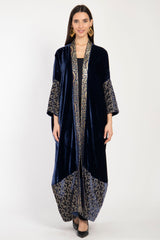 Sherif Silk Velvet Night Blue Abaya