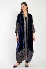 Sherif Silk Velvet Night Blue Abaya