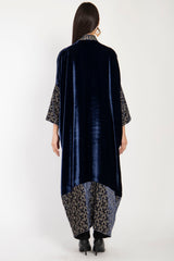 Sherif Silk Velvet Night Blue Abaya