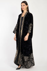 Sherif Silk Velvet Ink Black Abaya