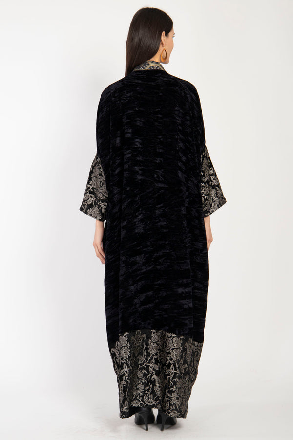 Sherif Silk Velvet Ink Black Abaya