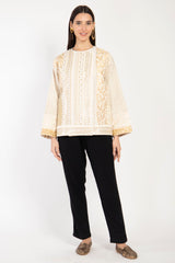 Hanadi Cotton & Silk Brocade Gold Jacket