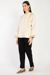 Hanadi Cotton & Silk Brocade Gold Jacket