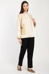 Hanadi Cotton & Silk Brocade Gold Jacket