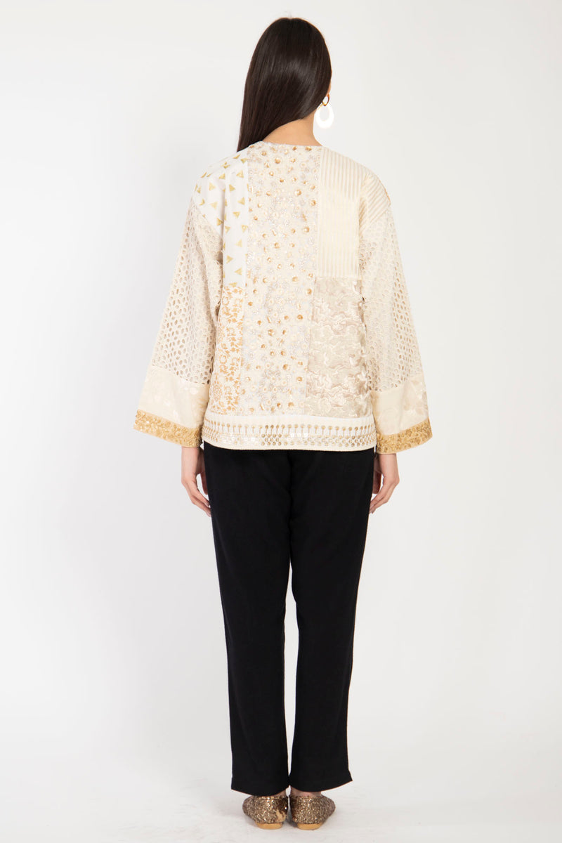 Hanadi Cotton & Silk Brocade Gold Jacket