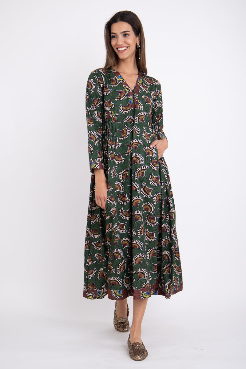 Zamzam Cotton Printed Green Dress