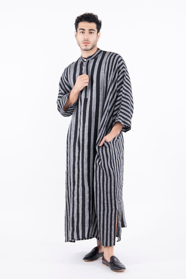 Frankie Linen Black & White Jellaba