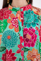Helen Silk Crepe Embroidered Floral Dress