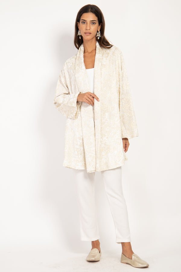 Magda Velvet Ivory Embroidered Jacket