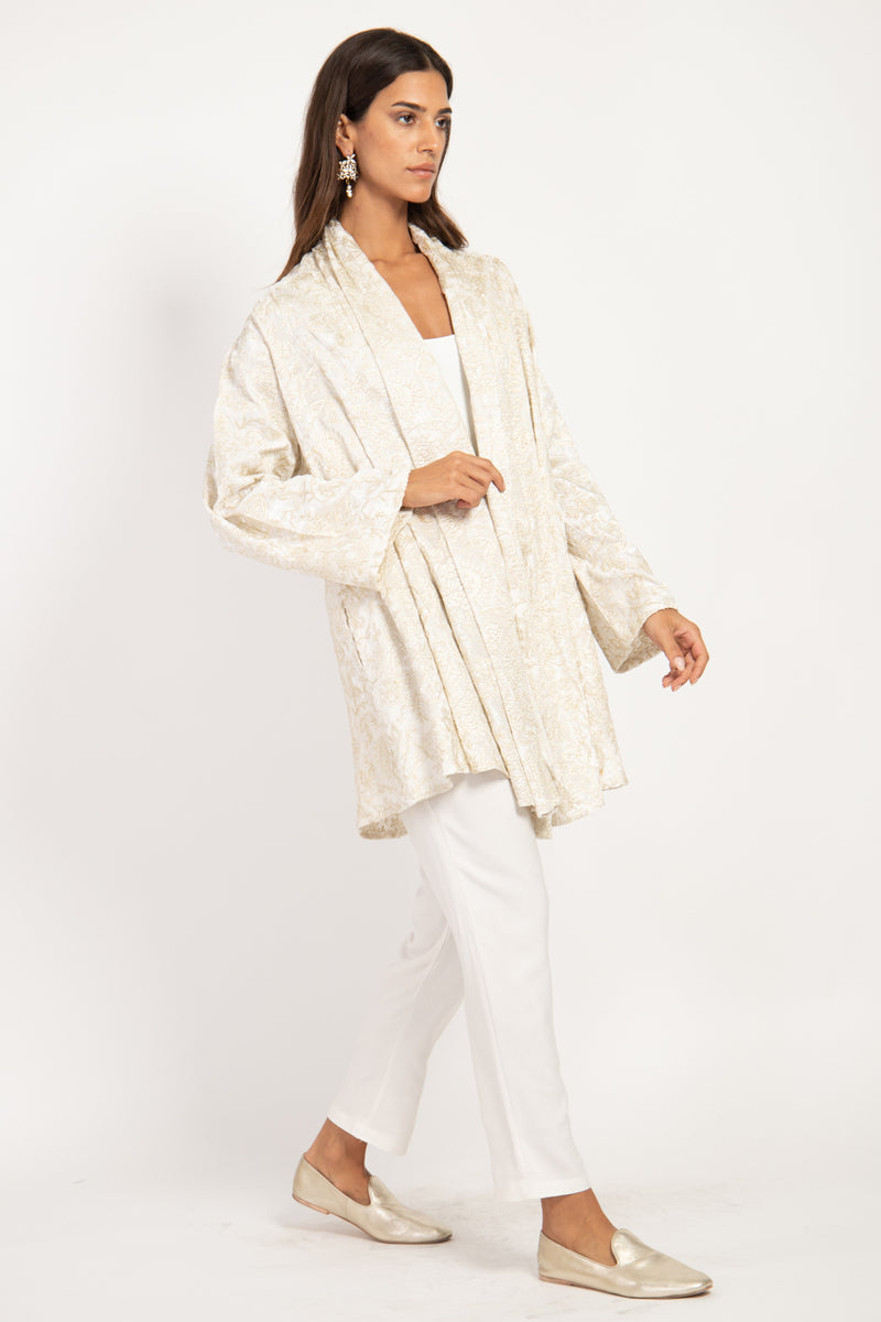 Magda Velvet Ivory Embroidered Jacket