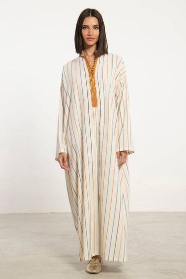 Jawad Cotton Ivory Striped Jellaba