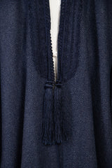 Loro Piana Wool Herringbone Navy Abaya