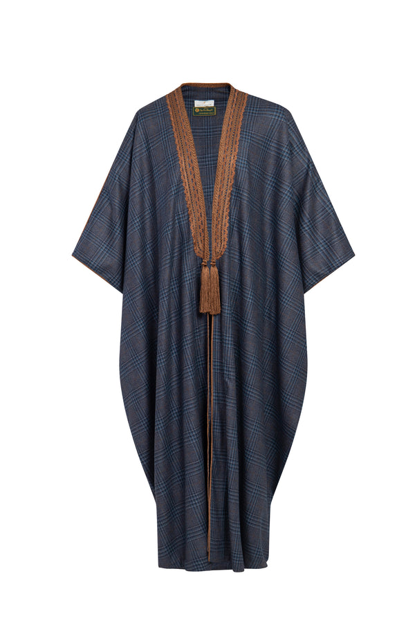 Wool Plaid Navy Abaya