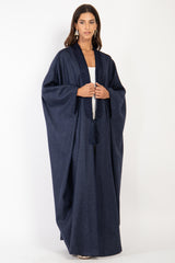 Loro Piana Wool Herringbone Navy Abaya