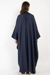 Loro Piana Wool Herringbone Navy Abaya