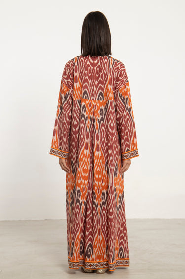 Shirine Linen Ikat Print Dress