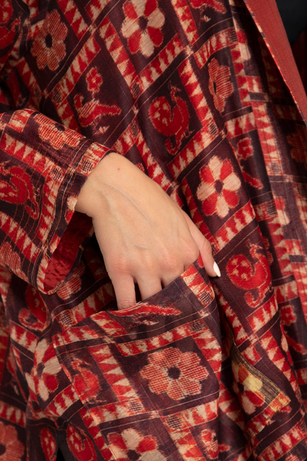 Janna Cotton Silk Red Jacket