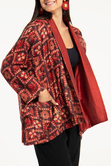 Janna Cotton Silk Red Jacket