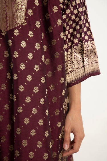 One-Of-a-Kind Rania Burgundy & Gold Dress