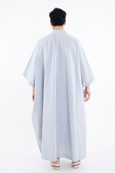 Fahed Buttoned Cotton Blue Jellaba