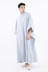 Fahed Buttoned Rayon Blue Jellaba