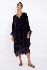 Asmahan Silk Velvet Dark Purple Dress