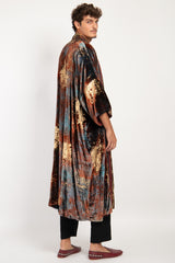 Yasma Velvet Gold Brushstrokes Abaya