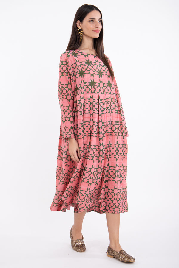 Samara Cotton Pink Arabesque Embroidered Dress
