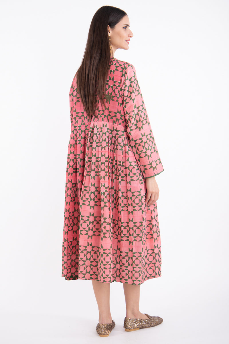 Samara Cotton Pink Arabesque Embroidered Dress