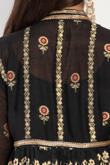 Aliaa Silk Black & Gold Dress