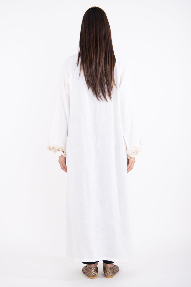 Rondelle Linen White Abaya