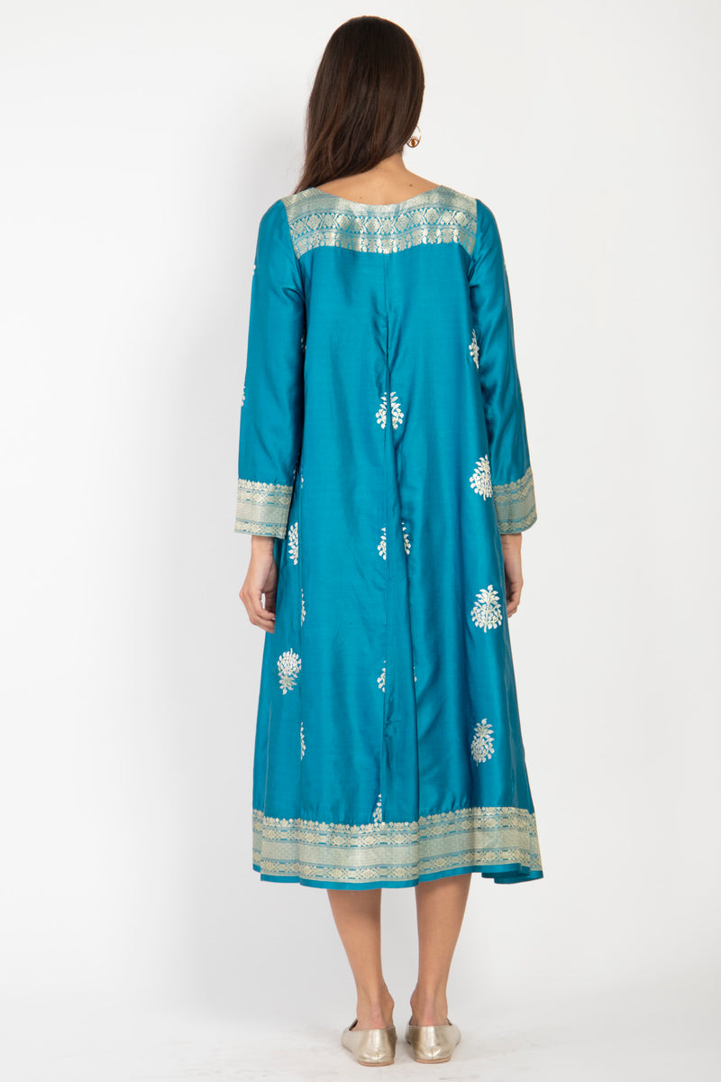 One-of-A-Kind Souraya Silk Blue Dress