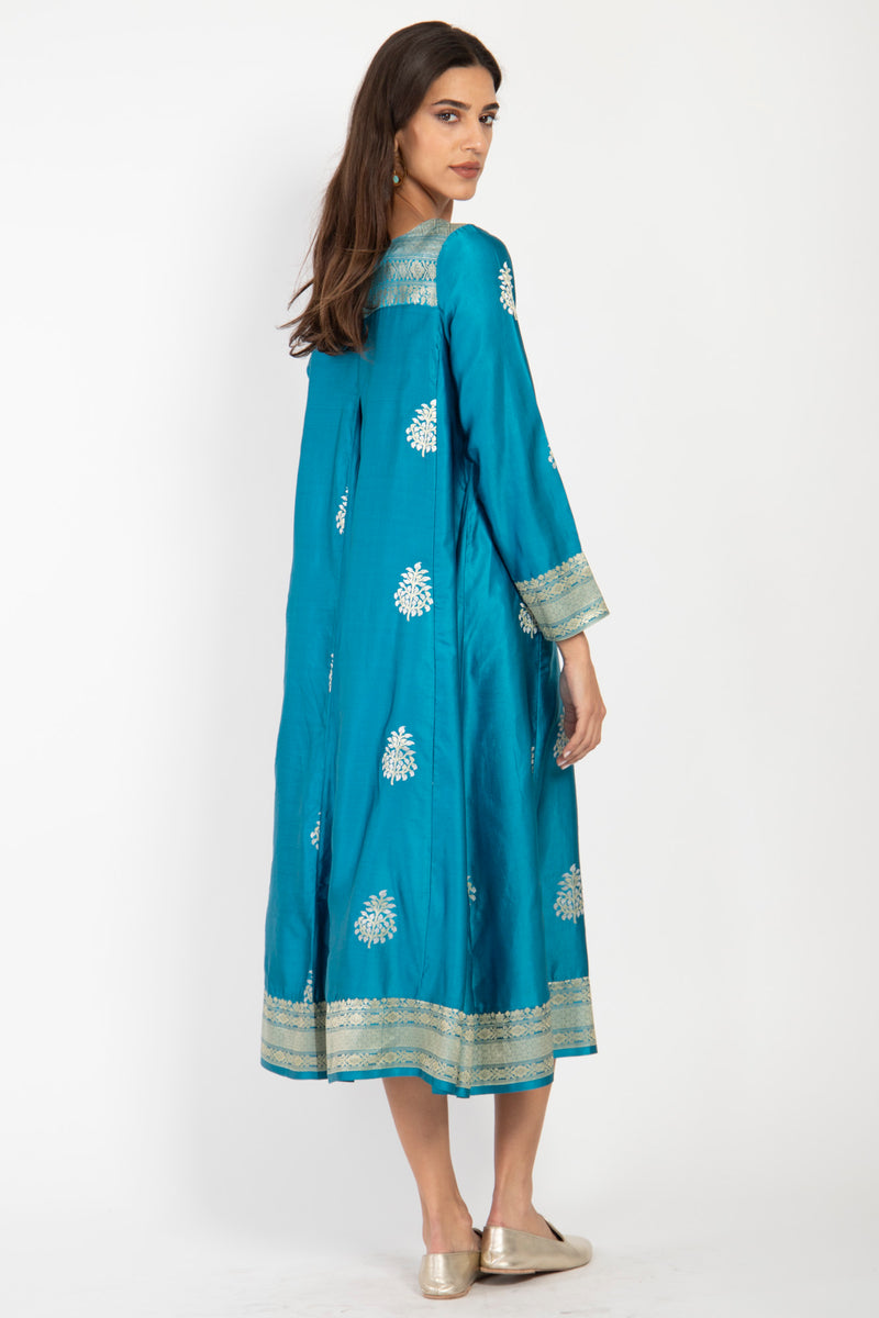 One-of-A-Kind Souraya Silk Blue Dress