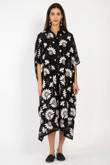 Edith Georgette Black & White Embroidered Dress