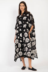 Edith Georgette Black & White Embroidered Dress