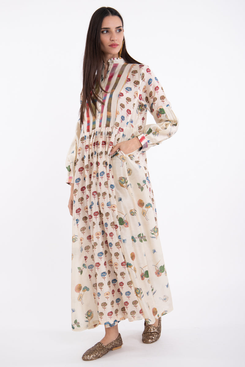 Katia Cotton Silk Multicolored Printed Dress