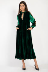 Hilal Silk Velvet Emerald Dress