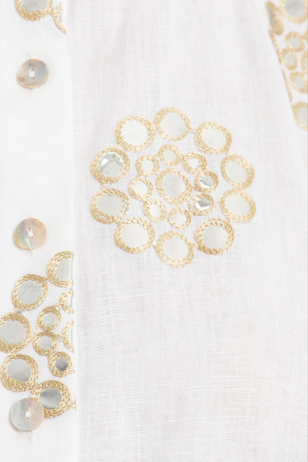Caren Linen White Floral Dress