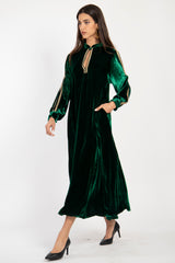 Hilal Silk Velvet Emerald Dress