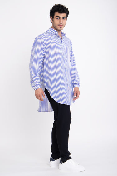 Mounir Striped Blue Shirt