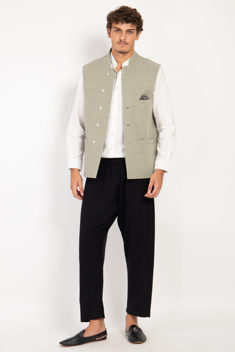 Hassan Linen & Wool Grass Gilet