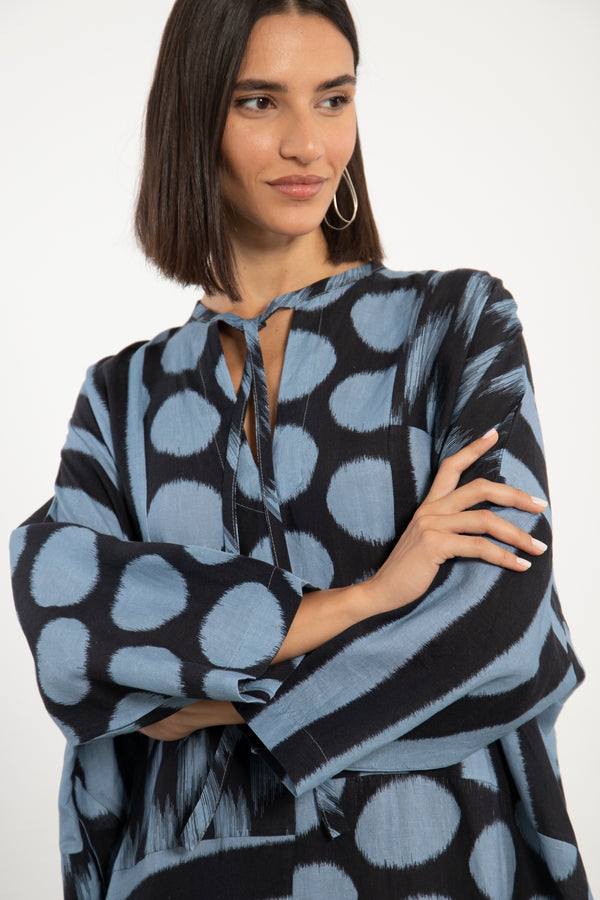 Maram Linen Blue-Black Kaftan