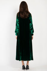 Hilal Silk Velvet Emerald Dress