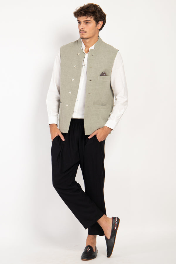 Hassan Linen & Wool Grass Gilet