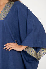 Adan Wool Blend Blue Kaftan